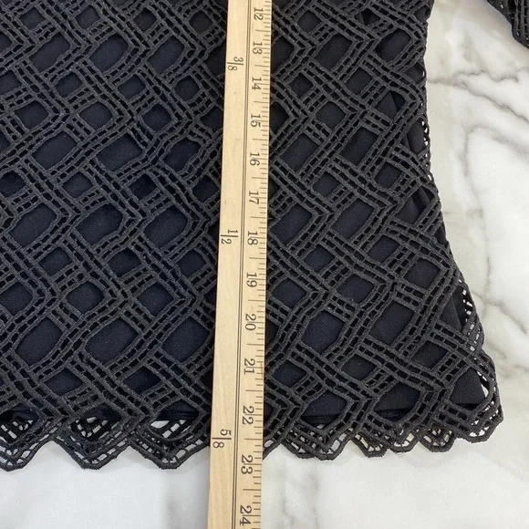 Anne Fontaine Eyelet Blouse Womens Size 38 US 4-6‎ Black 3/4 Sleeve Cutout Top - Picture 12 of 12
